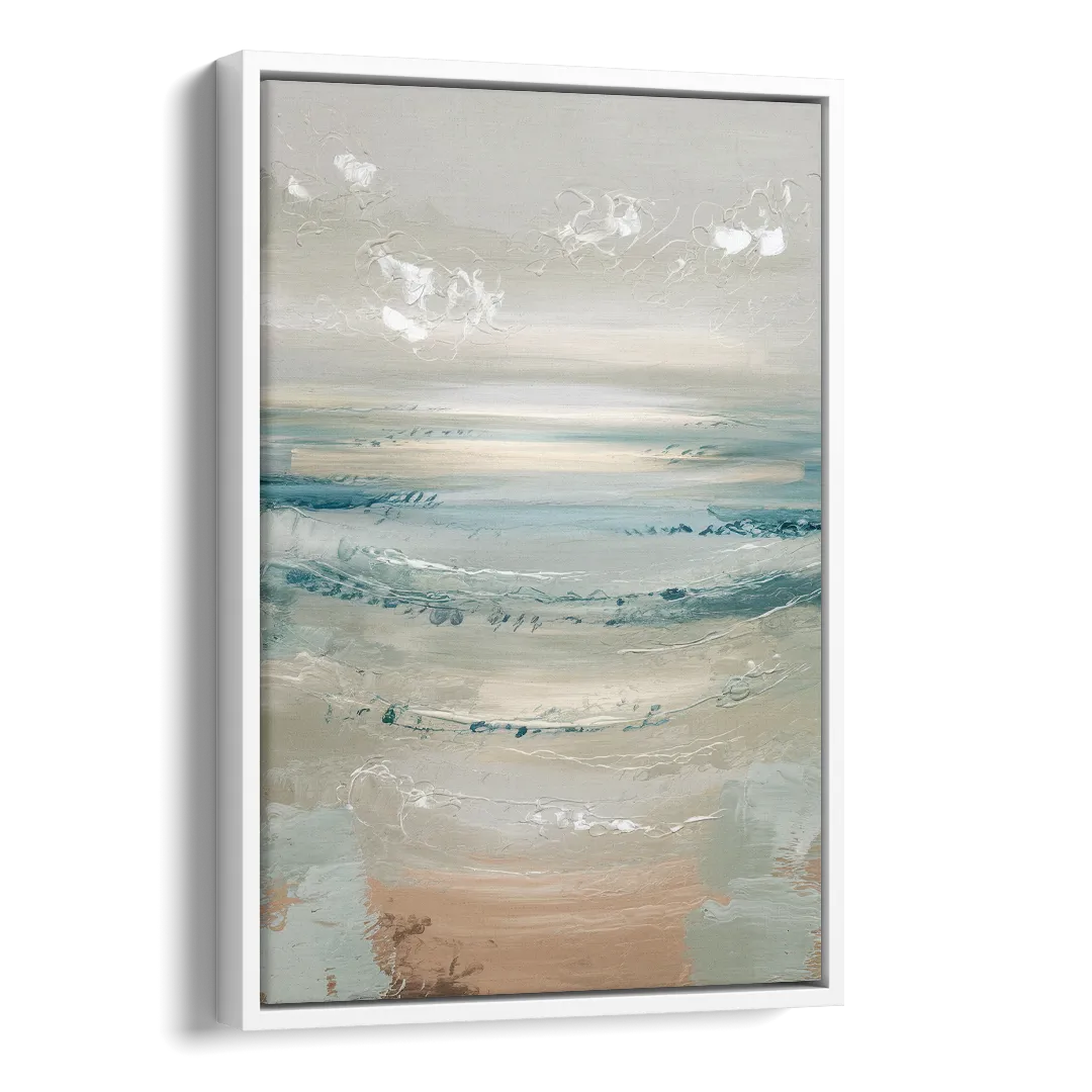 Seaside Blue Horizon Side - White Canvas Wall Art