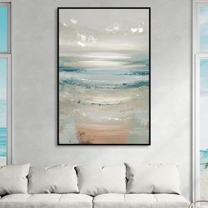 Seaside Blue Horizon Living Room - Black Canvas Wall Art
