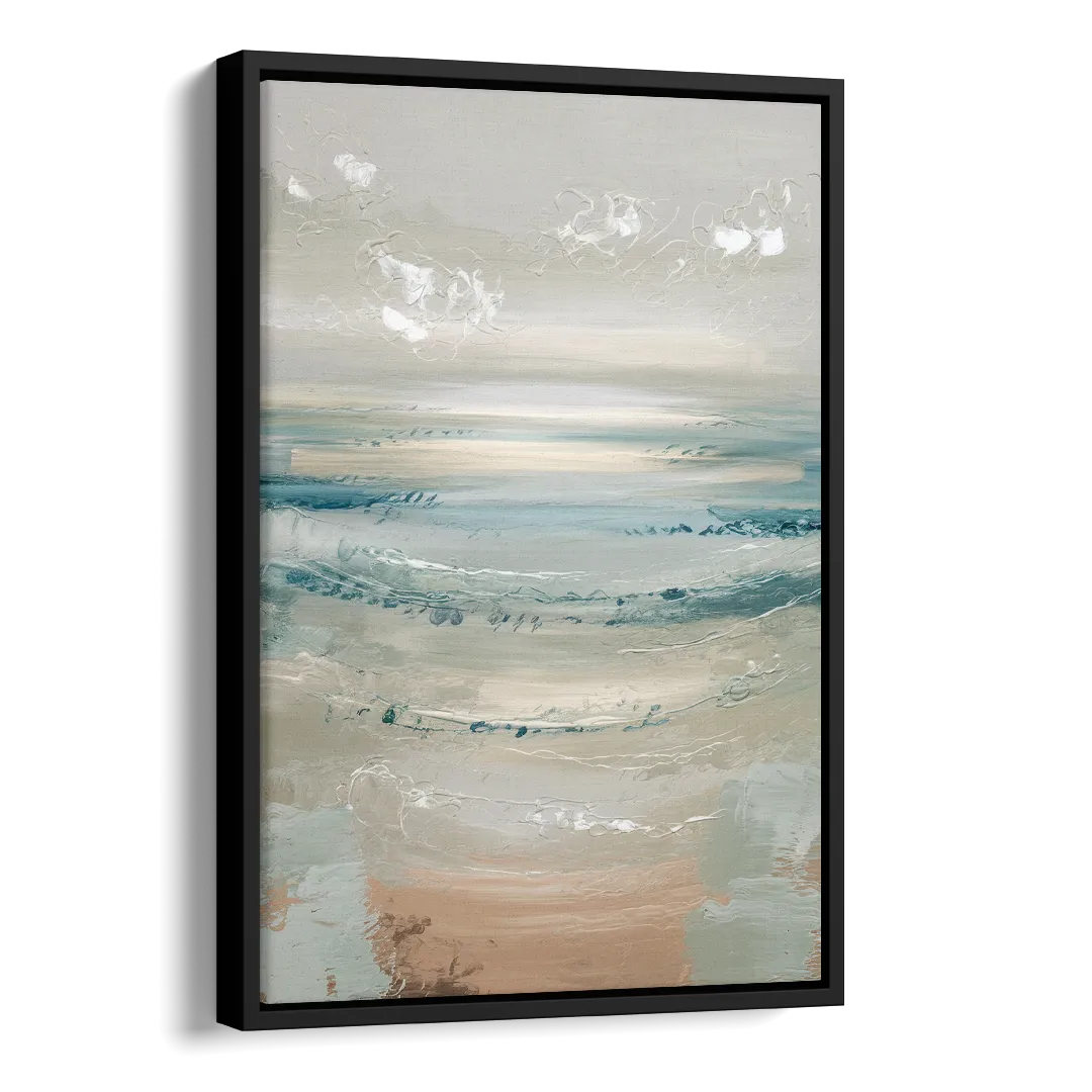 Seaside Blue Horizon Side - Black Canvas Wall Art