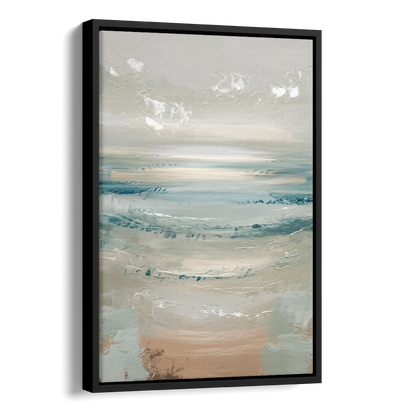 Seaside Blue Horizon Side - Black Canvas Wall Art