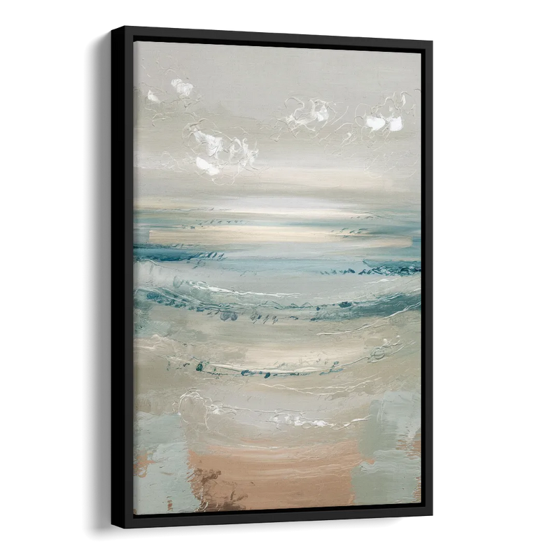 Seaside Blue Horizon Side - Black Canvas Wall Art