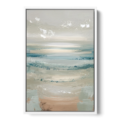 Seaside Blue Horizon - White Framed Canvas Wall Art - Front