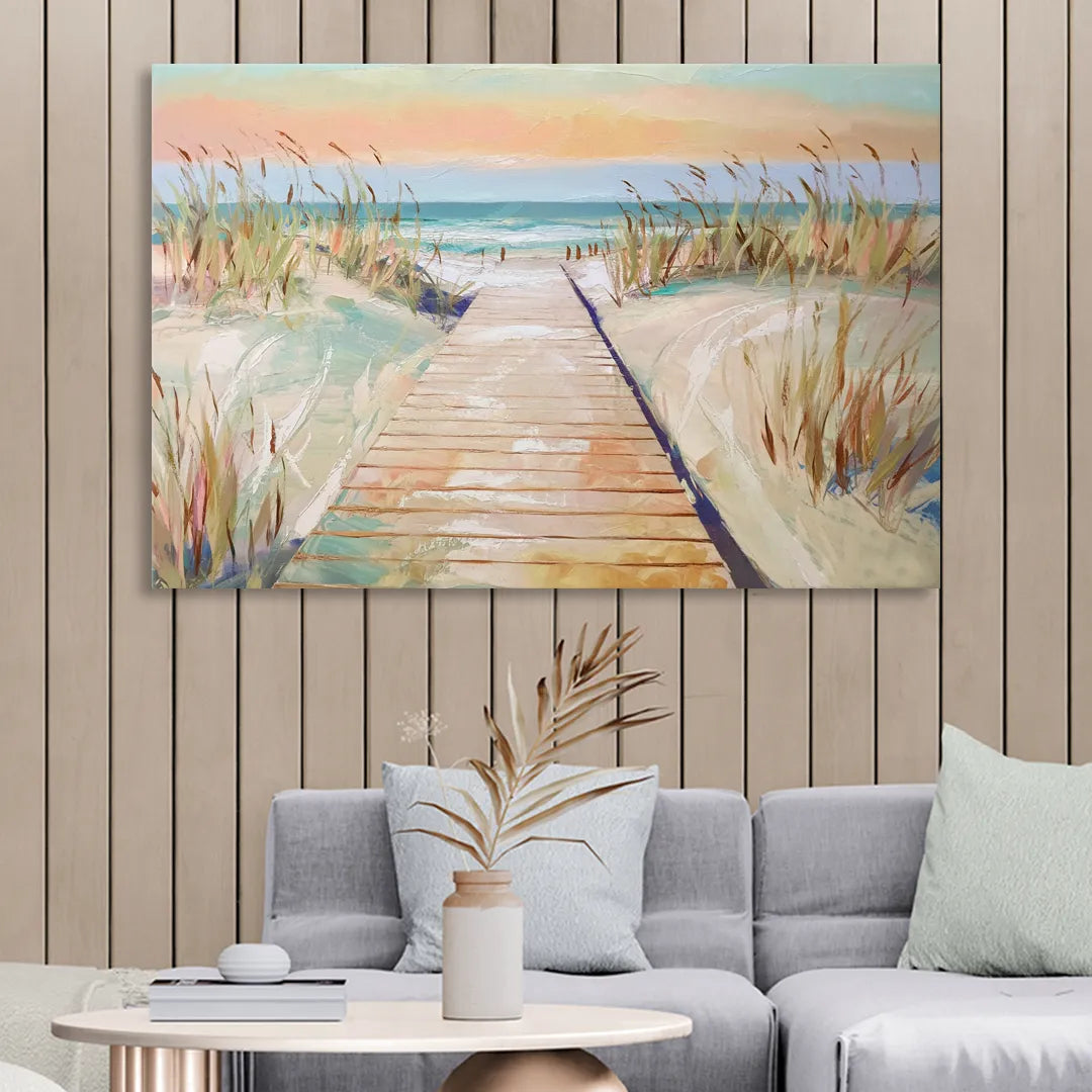Seaside Boardwalk Dreams Living Room - Canvas Wall Art