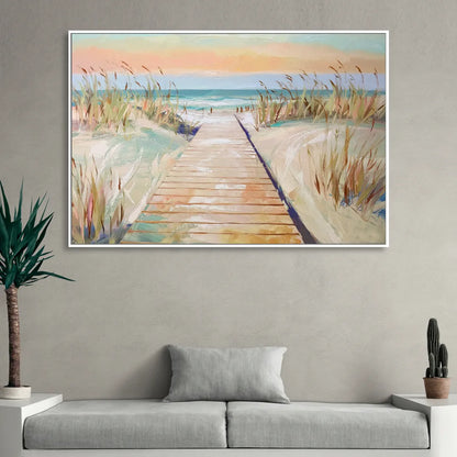 Seaside Boardwalk Dreams Sitting Room - White Canvas Wall Art