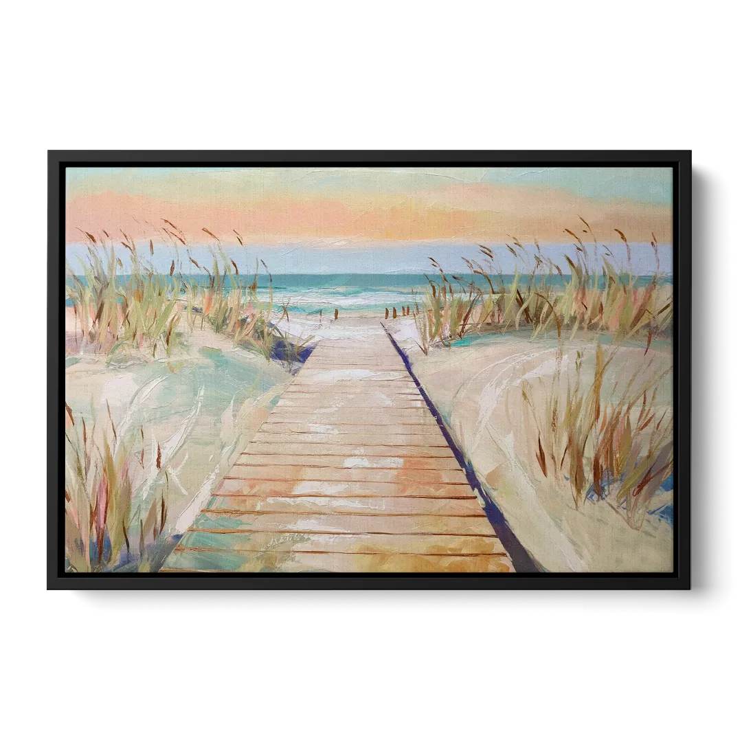 Seaside Boardwalk Dreams Front - Black Canvas Wall Art