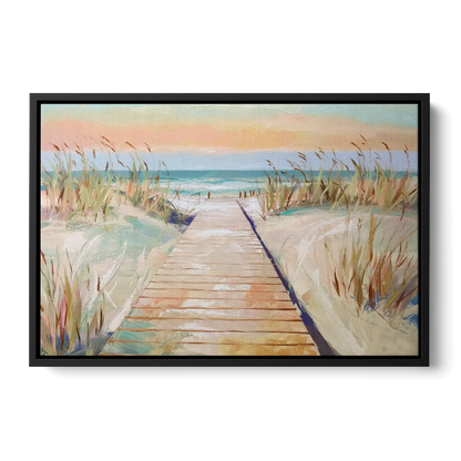 Seaside Boardwalk Dreams Front - Black Canvas Wall Art