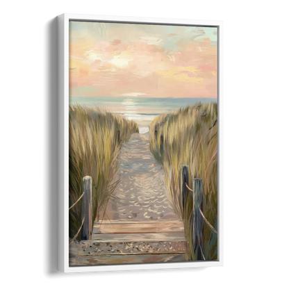 Seaside Coastal Path Side - White Canvas Wall Art