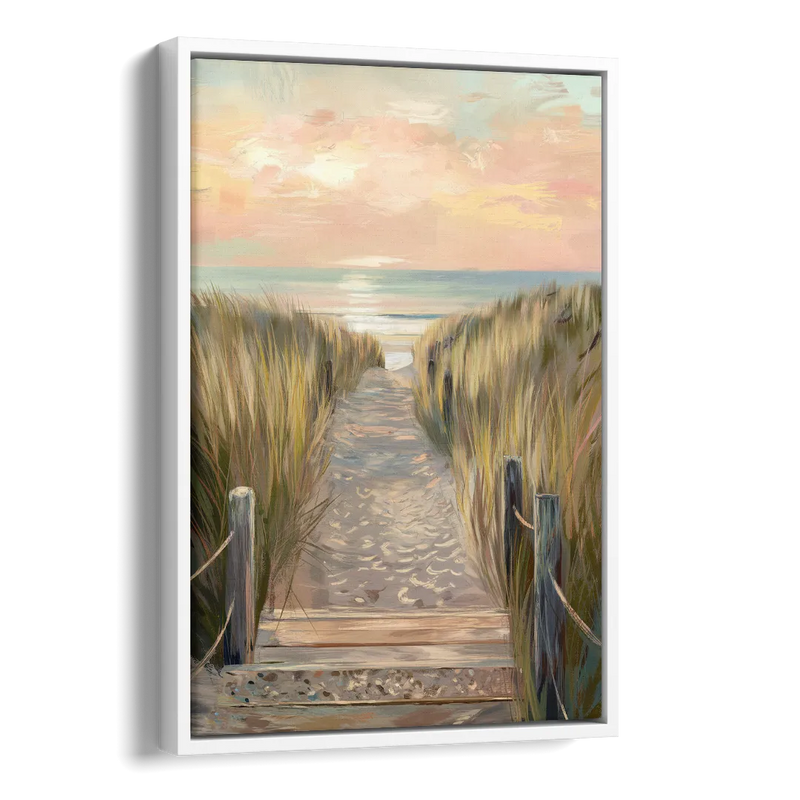 Seaside Coastal Path Side - White Canvas Wall Art