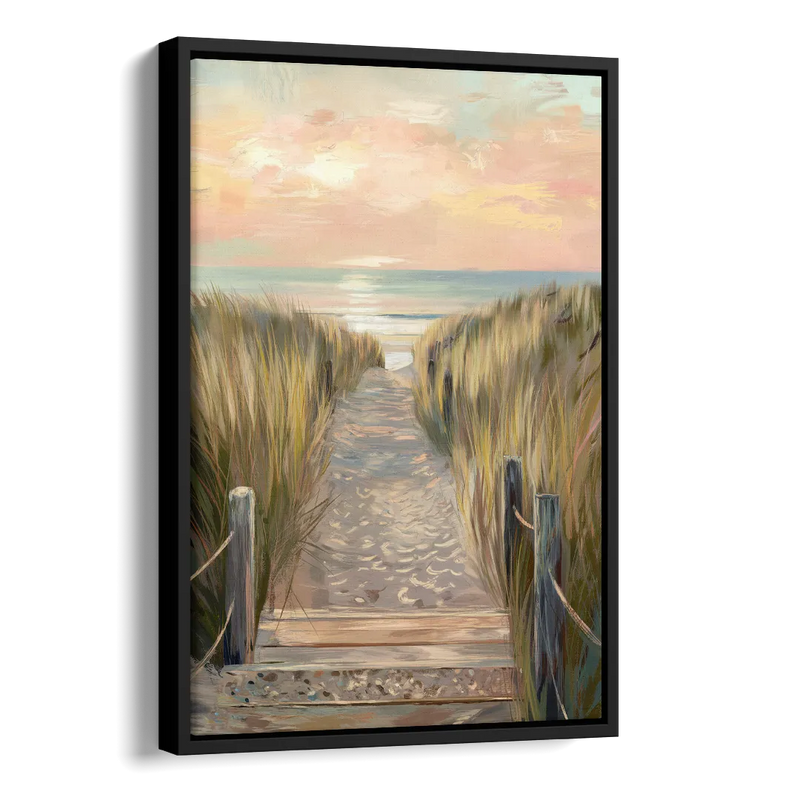Seaside Coastal Path Side - Black Canvas Wall Art