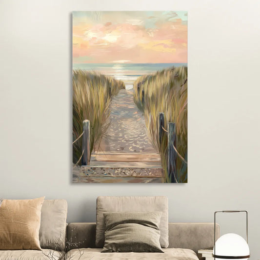 Seaside Coastal Path Living Room - Canvas Wall Art