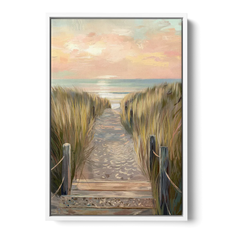 Seaside Coastal Path Front - White Canvas Wall Art