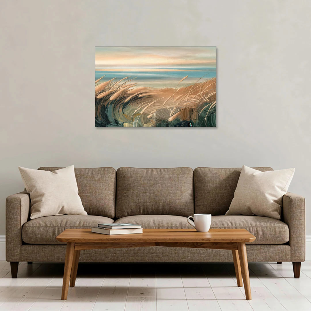 Seaside Dunes And Grass - Canvas Wall Art - Sofa - 36x24