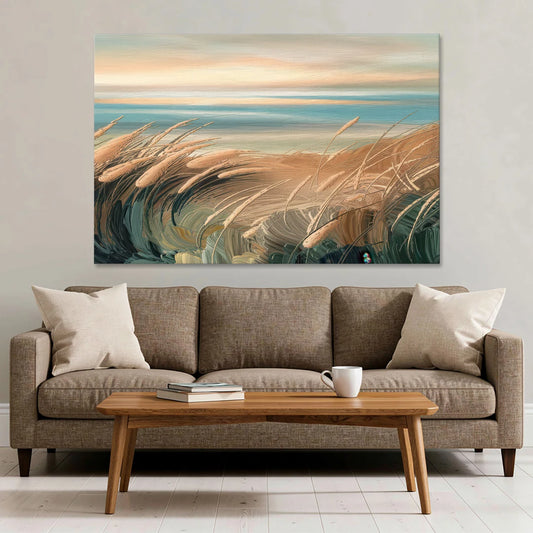 Seaside Dunes And Grass - Canvas Wall Art - Sofa - 60x40