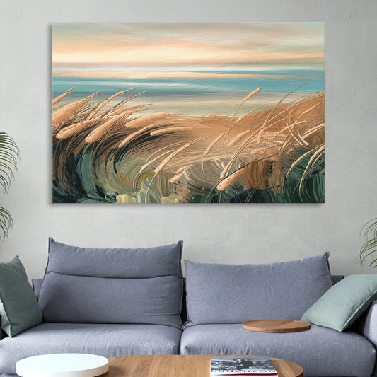 Seaside Dunes And Grass Living Room - Canvas Wall Art