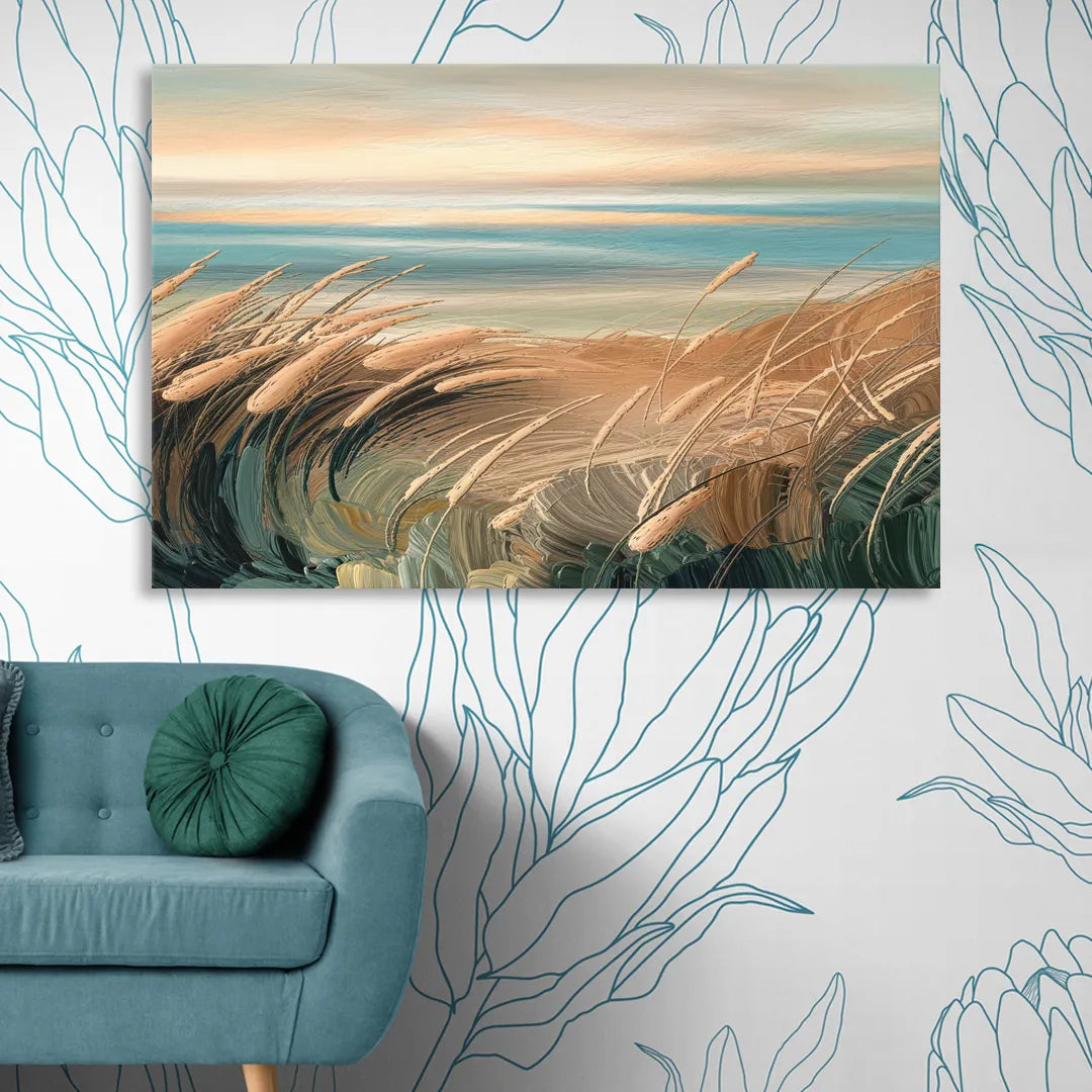 Seaside Dunes And Grass Sitting Room - Canvas Wall Art