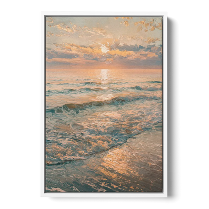 Seaside Golden Hour Front - White Canvas Wall Art