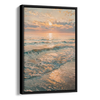 Seaside Golden Hour Side - Black Canvas Wall Art