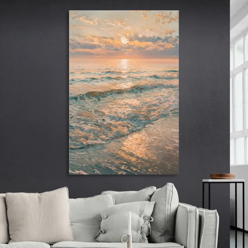 Seaside Golden Hour Living Room - Canvas Wall Art