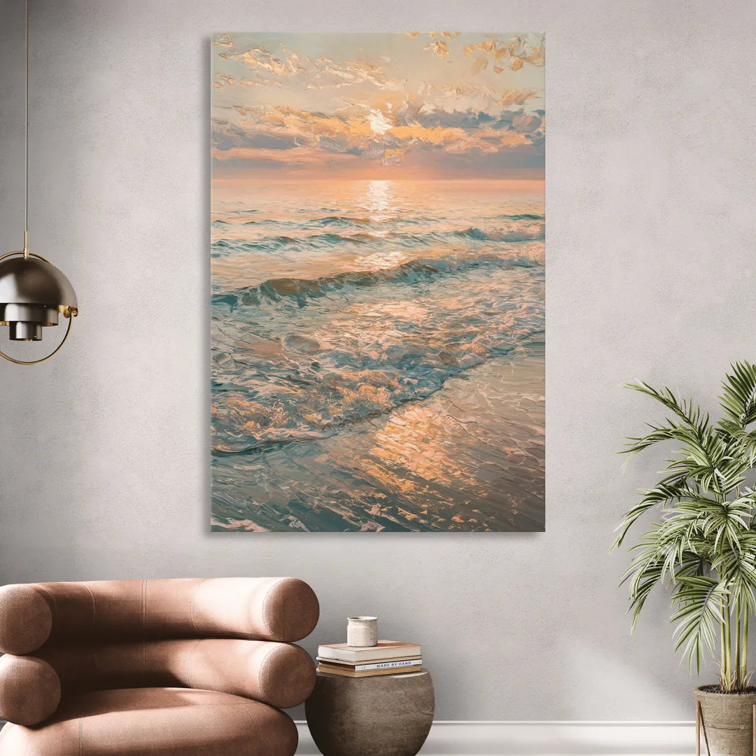 Seaside Golden Hour Sitting Room - Canvas Wall Art