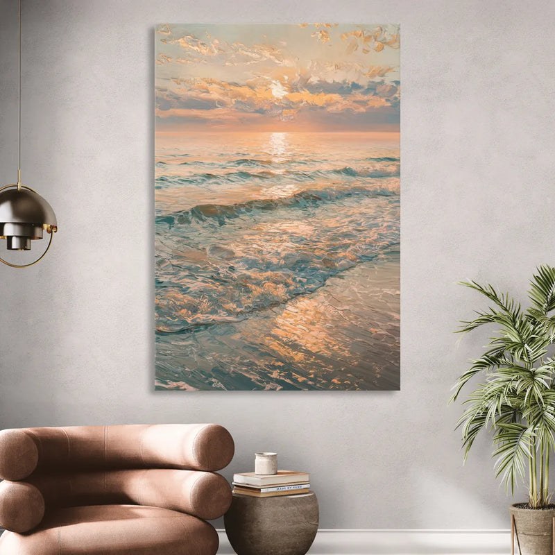 Seaside Golden Hour Sitting Room - Canvas Wall Art