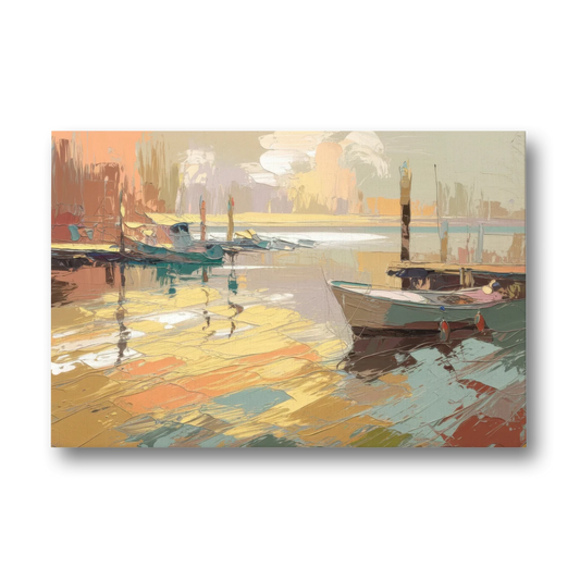 Seaside Harbor Reflections - Canvas Wall Art - Front