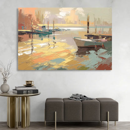Seaside Harbor Reflections Sitting Room - Canvas Wall Art