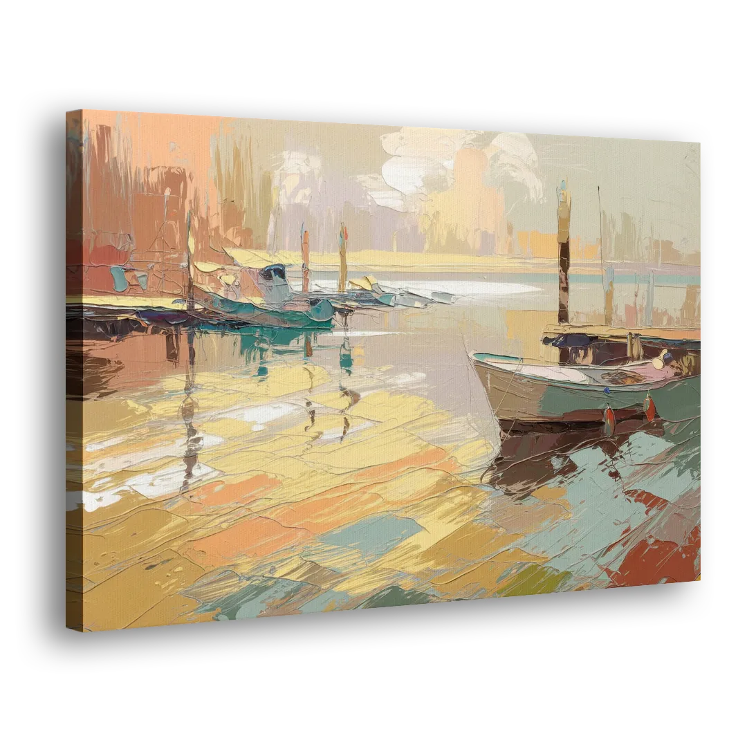 Seaside Harbor Reflections Side - Canvas Wall Art