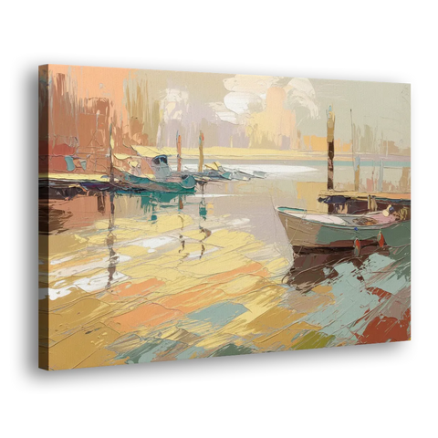 Seaside Harbor Reflections - Canvas Wall Art
