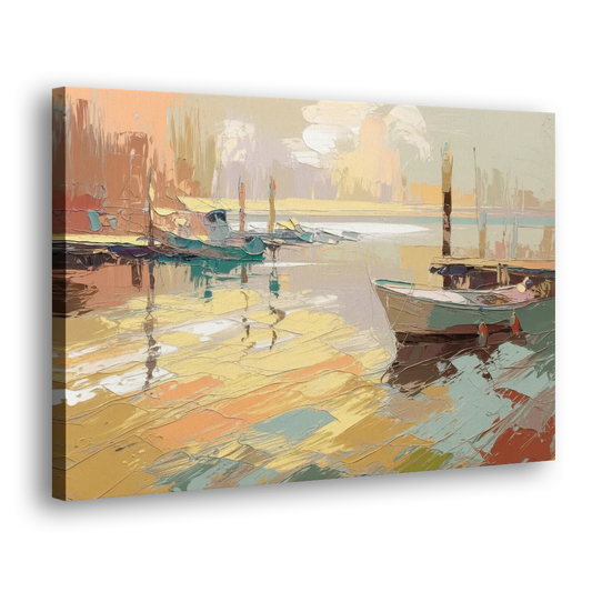 Seaside Harbor Reflections Side - Canvas Wall Art