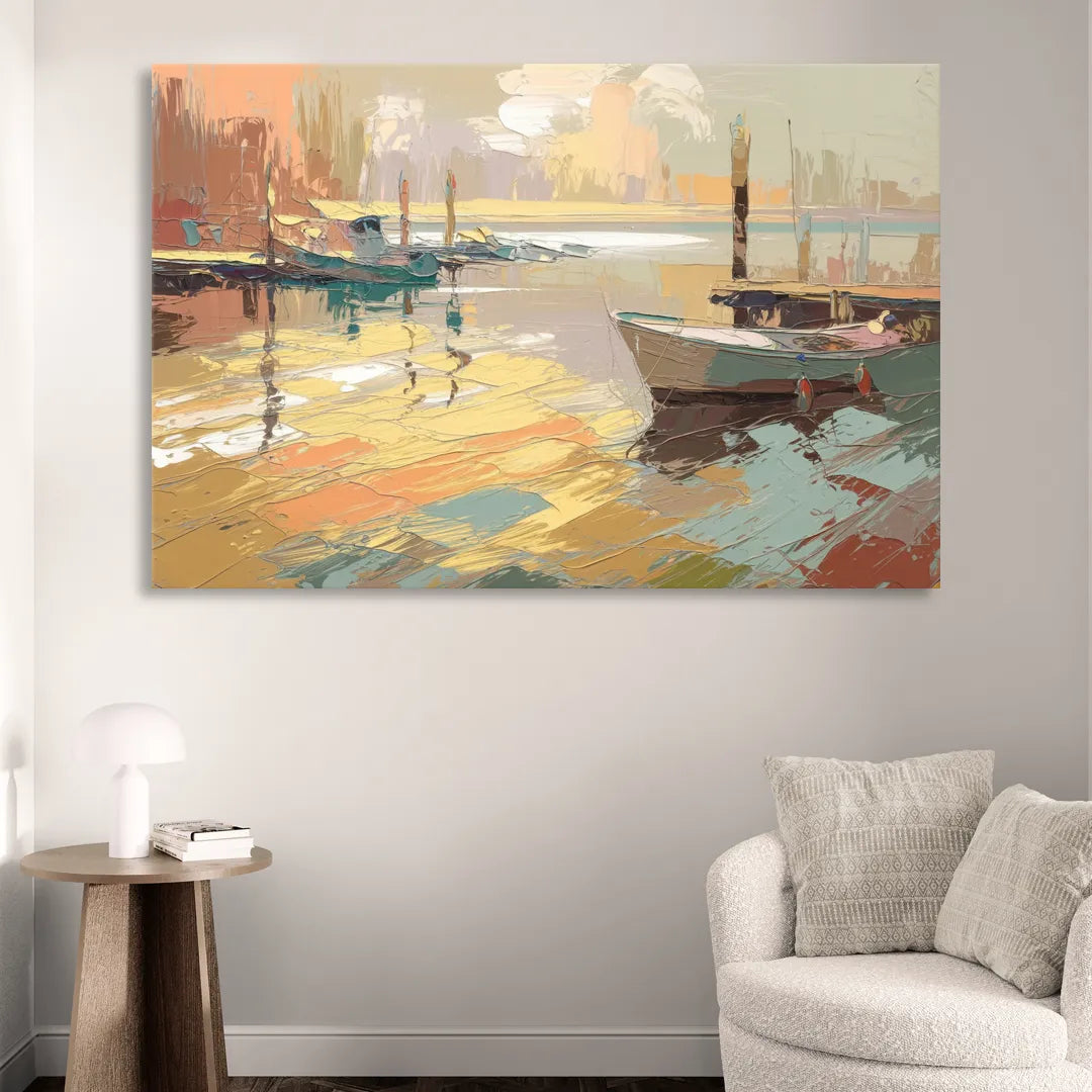 Seaside Harbor Reflections Living Room - Canvas Wall Art