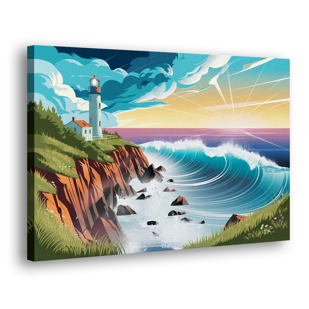 Seaside Lighthouse View Side - Canvas Wall Art