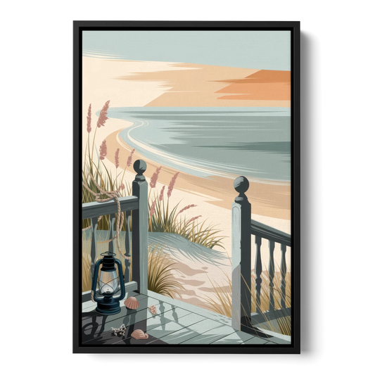 Seaside Nautical Charm - Black Framed Canvas Wall Art - Front