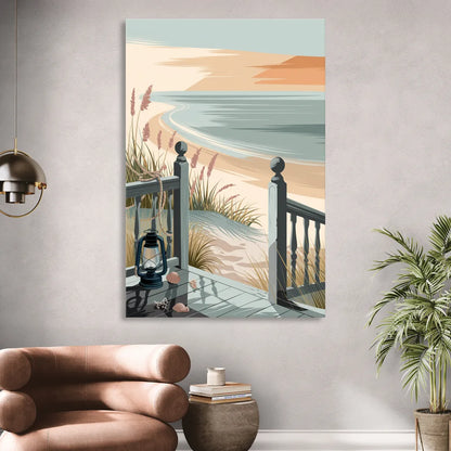 Seaside Nautical Charm Living Room - Canvas Wall Art