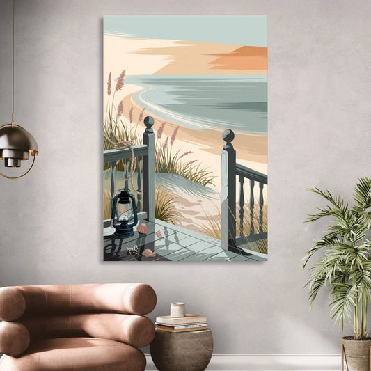 Seaside Nautical Charm Living Room - Canvas Wall Art