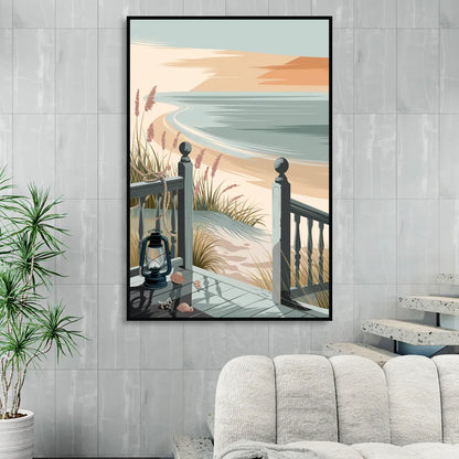 Seaside Nautical Charm Sitting Room - Black Canvas Wall Art