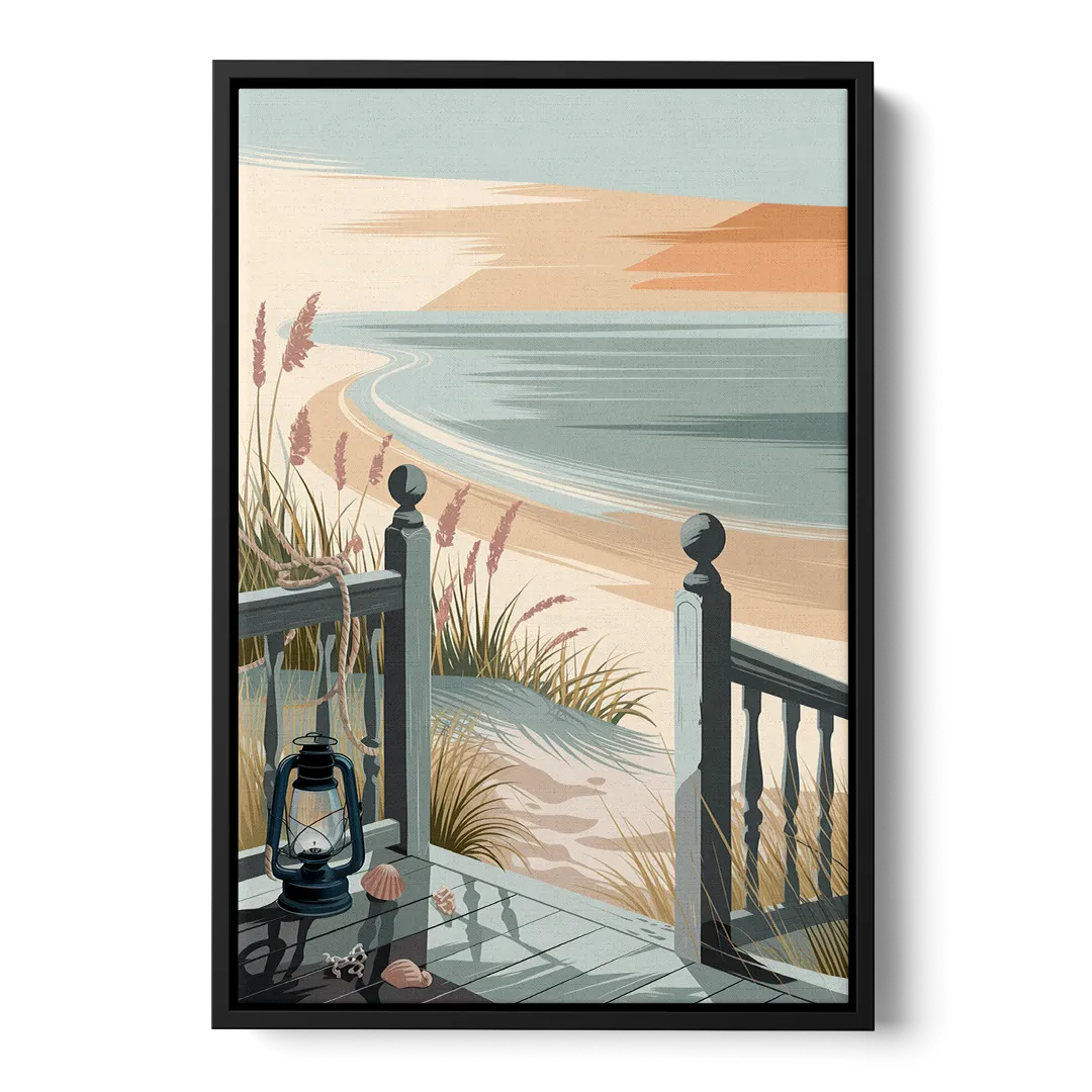 Seaside Nautical Charm Front - Black Canvas Wall Art