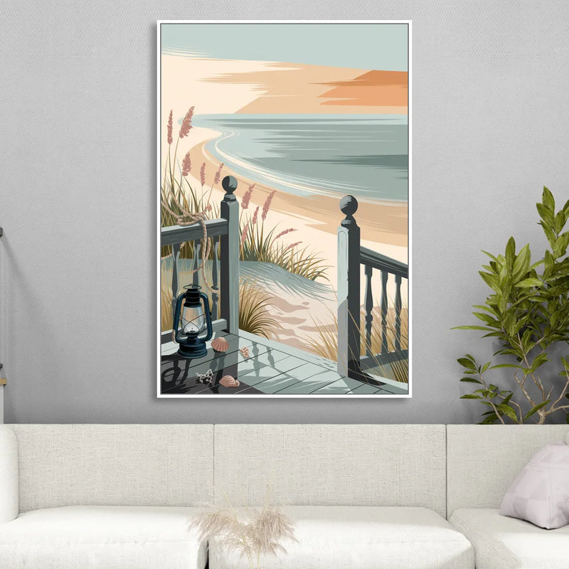 Seaside Nautical Charm Sitting Room - White Canvas Wall Art