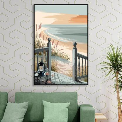 Seaside Nautical Charm Living Room - Black Canvas Wall Art
