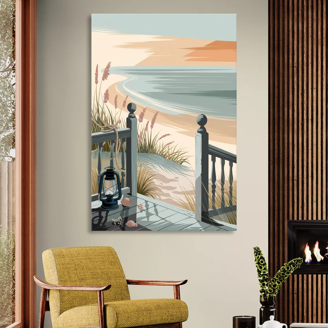 Seaside Nautical Charm Sitting Room - Canvas Wall Art