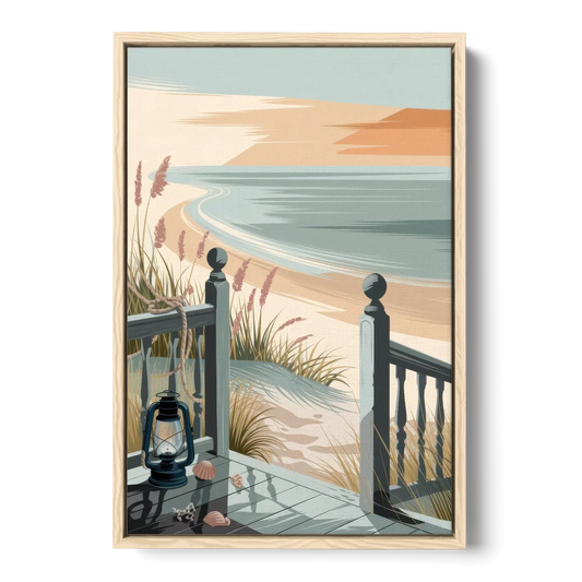 Seaside Nautical Charm - Oak Framed Canvas Wall Art - Front