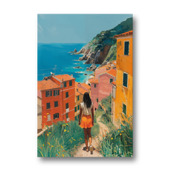 Seaside Painting of a Summer Walk - Canvas Wall Art - Front