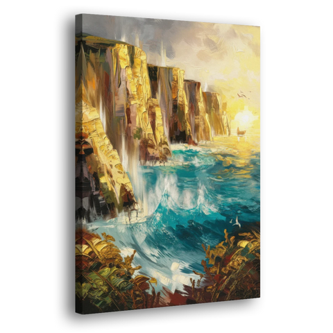 Seaside Rocky Cliffs - Canvas Wall Art - Side