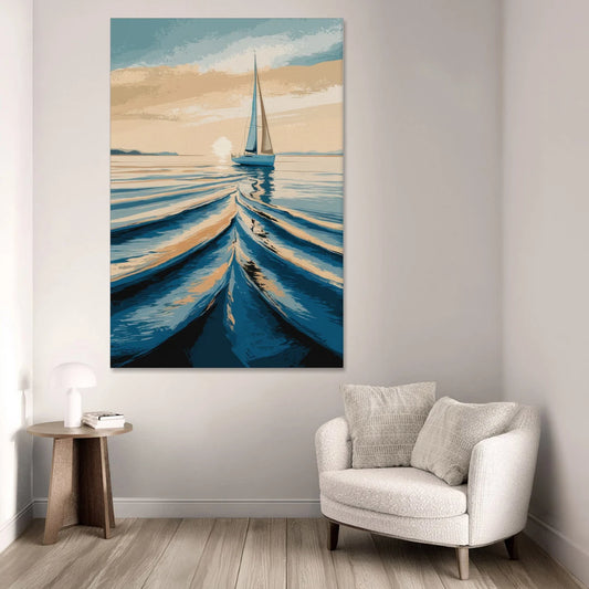 Seaside Sailboat Horizon - Canvas Wall Art - Sofa - 40x60