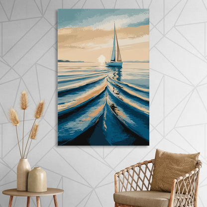 Seaside Sailboat Horizon Living Room - Canvas Wall Art