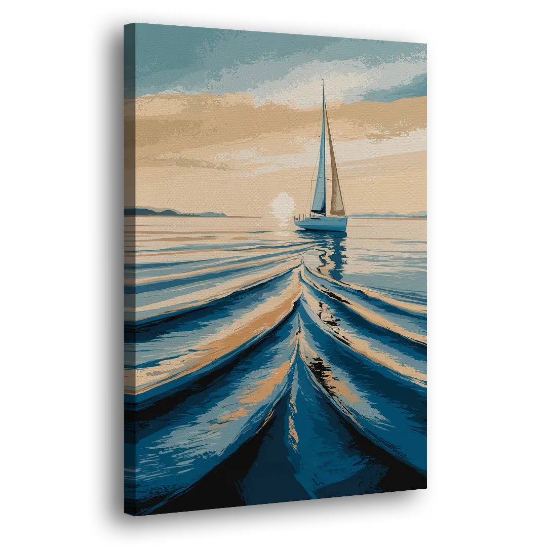Seaside Sailboat Horizon Side - Canvas Wall Art