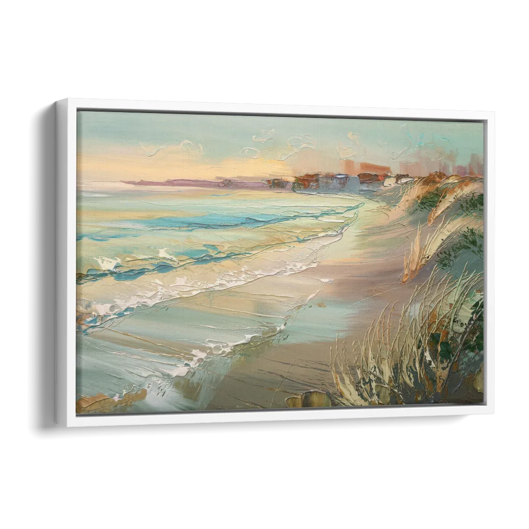 Seaside Shoreline Escape Side - White Canvas Wall Art