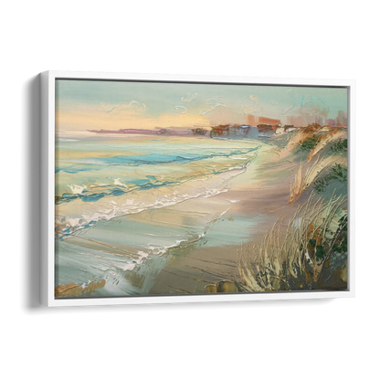 Seaside Shoreline Escape Side - White Canvas Wall Art
