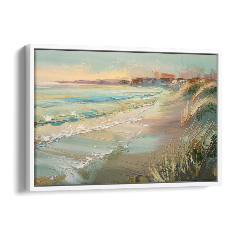 Seaside Shoreline Escape Side - White Canvas Wall Art