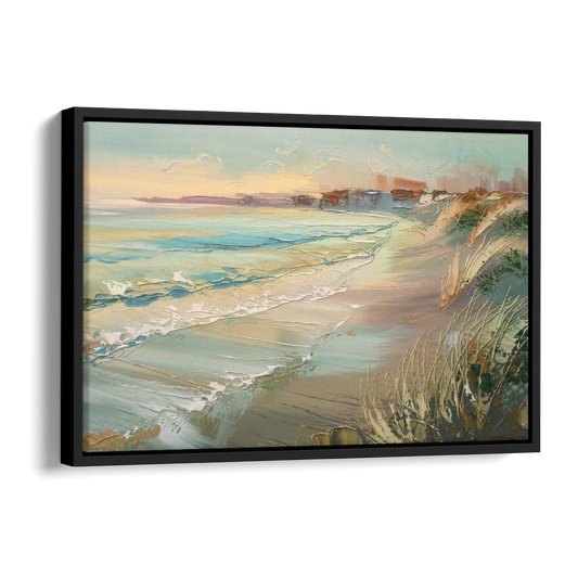 Seaside Shoreline Escape Side - Black Canvas Wall Art
