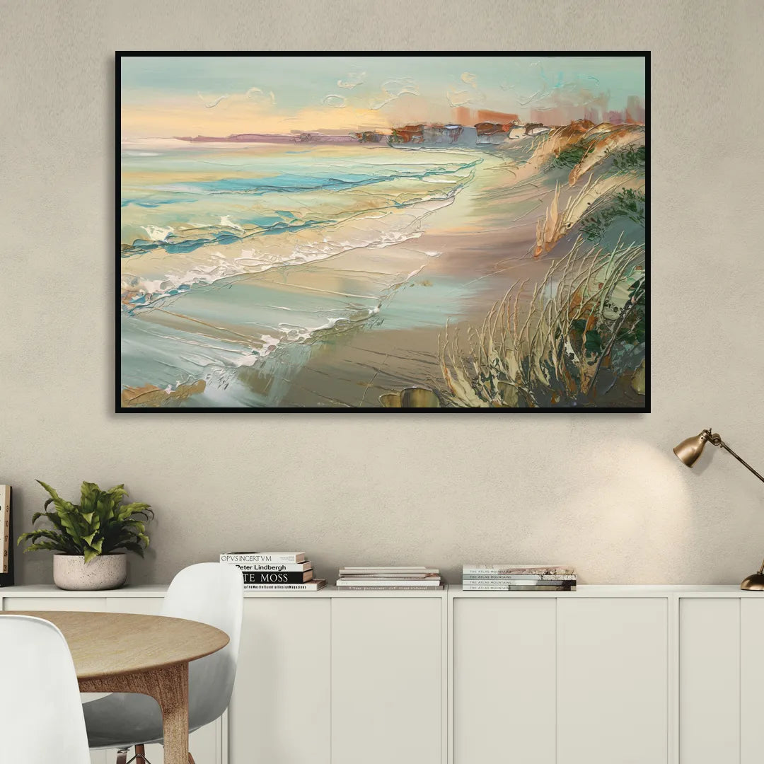 Seaside Shoreline Escape Sitting Room - Black Canvas Wall Art